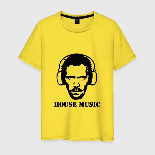 Мужская футболка хлопок Dr. House music, цвет желтый