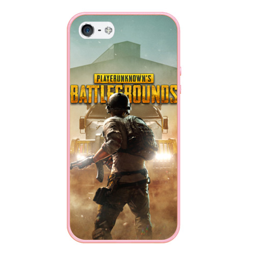 Чехол для iPhone 5/5S матовый PUBG солдат в шлеме ПАБГ, цвет баблгам