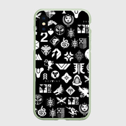 Чехол для iPhone XS Max матовый Destiny 2 pattern game logo Дестини 2 паттерн символы игры