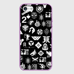 Чехол для iPhone 5/5S матовый Destiny 2 pattern game logo Дестини 2 паттерн символы игры