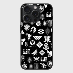Чехол силиконовый для Apple iPhone 15 Pro матовый Destiny 2 pattern game logo Дестини 2 паттерн символы игры