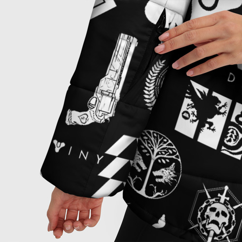 Женская зимняя куртка Oversize Destiny 2 pattern game logo Дестини 2 паттерн символы игры, цвет черный - фото 6