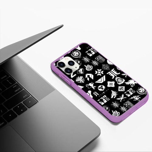 Чехол для iPhone 11 Pro Max матовый Destiny 2 pattern game logo Дестини 2 паттерн символы игры, цвет фиолетовый - фото 5