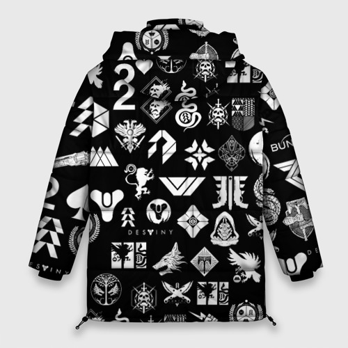 Женская зимняя куртка Oversize Destiny 2 pattern game logo Дестини 2 паттерн символы игры, цвет черный - фото 2