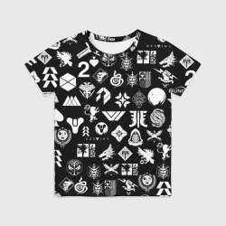 Детская футболка 3D Destiny 2 pattern game logo Дестини 2 паттерн символы игры