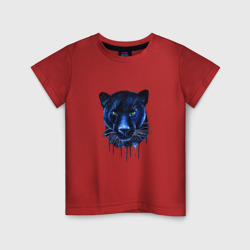 Детская футболка хлопок Голова пантеры потекшая краска