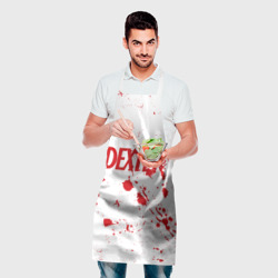 Фартук с принтом Dexter logo - брызги крови для любого человека, вид спереди №2. Цвет основы: белый