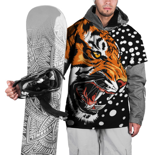 Накидка на куртку 3D Амурский тигр и снегопад, цвет 3D печать