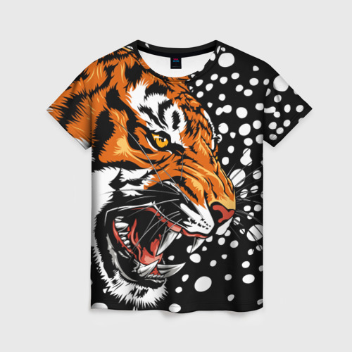 Женская футболка 3D Амурский тигр и снегопад, цвет 3D печать