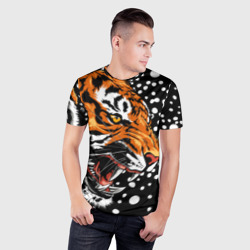 Мужская футболка 3D Slim Амурский тигр и снегопад - фото 2