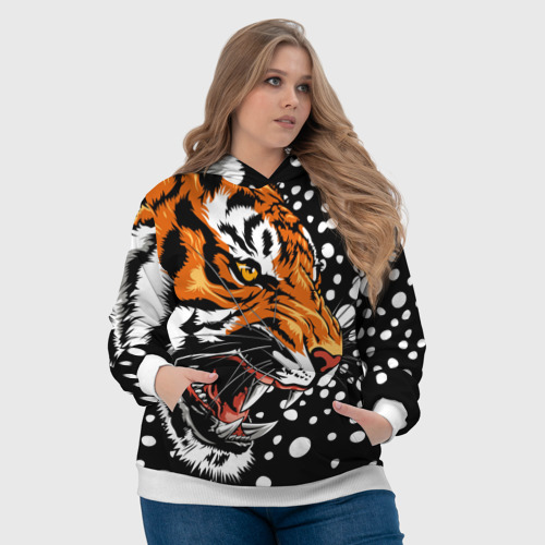 Женская толстовка 3D Амурский тигр и снегопад, цвет 3D печать - фото 6