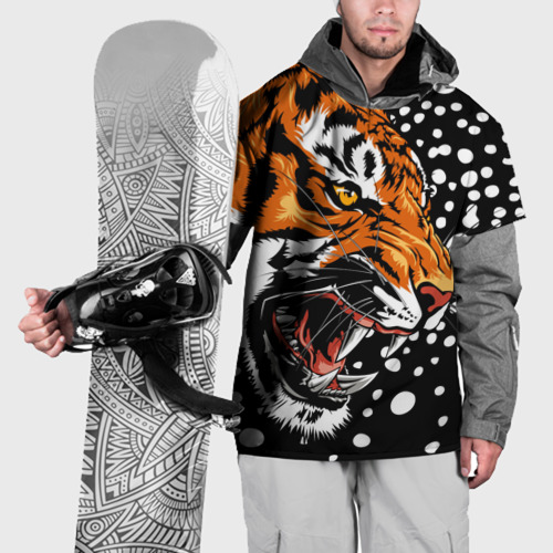 Накидка на куртку 3D Амурский тигр и снегопад, цвет 3D печать
