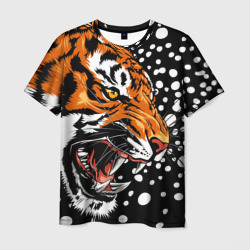 Мужская футболка 3D Амурский тигр и снегопад