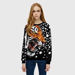 Женский свитшот 3D Амурский тигр и снегопад - фото 2