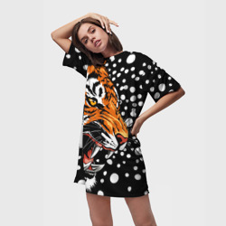 Платье-футболка 3D Амурский тигр и снегопад - фото 2