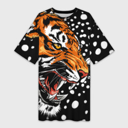 Платье-футболка 3D Амурский тигр и снегопад