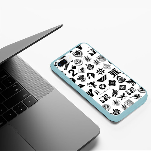 Чехол для iPhone 7Plus/8 Plus матовый Destiny 2 logo pattern Дестини, цвет мятный - фото 5