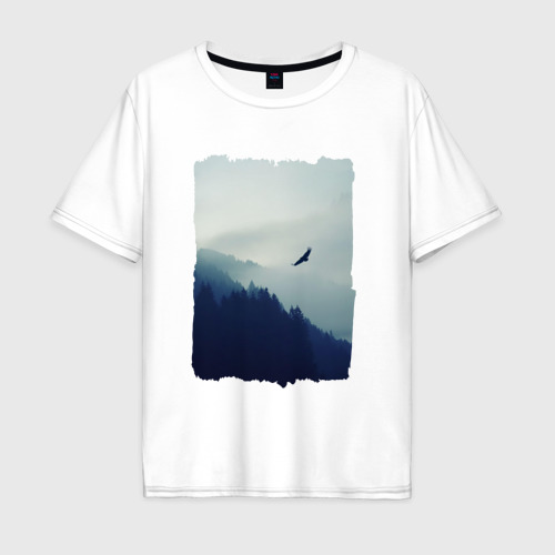 Мужская футболка хлопок Oversize Орёл над лесом eagle