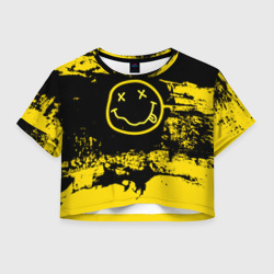 Женская футболка Crop-top 3D Нирвана Гранж Nirvana Smile