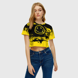 Женская футболка Crop-top 3D Нирвана Гранж Nirvana Smile - фото 2