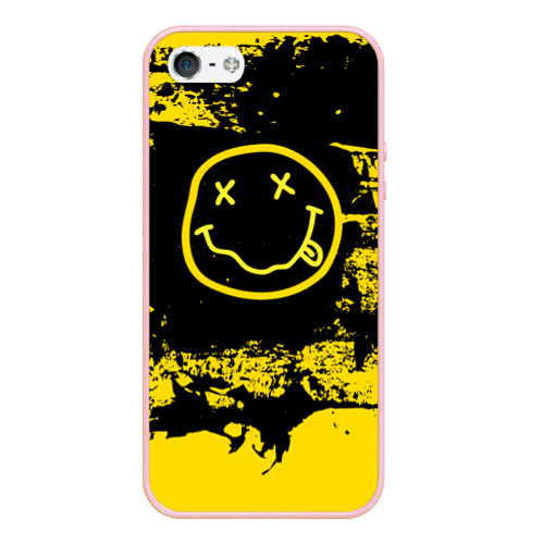 Чехол для iPhone 5/5S матовый Нирвана Гранж Nirvana Smile, цвет светло-розовый