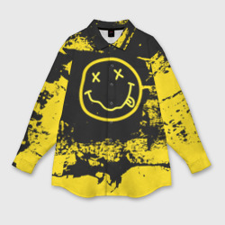 Мужская рубашка oversize 3D Нирвана Гранж Nirvana Smile