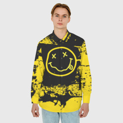 Мужская рубашка oversize 3D Нирвана Гранж Nirvana Smile - фото 2