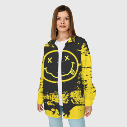 Женская рубашка oversize 3D Нирвана Гранж Nirvana Smile - фото 2