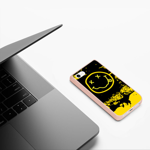 Чехол для iPhone 5/5S матовый Нирвана Гранж Nirvana Smile, цвет светло-розовый - фото 5