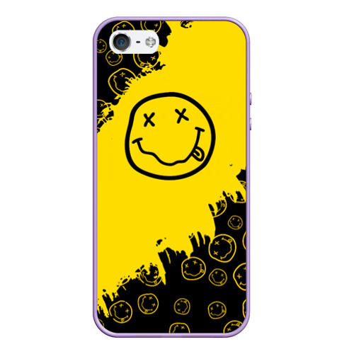 Чехол для iPhone 5/5S матовый Nirvana Smile Нирвана Рваный Паттерн, цвет светло-сиреневый