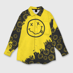 Женская рубашка oversize 3D Nirvana Smile Нирвана Рваный Паттерн