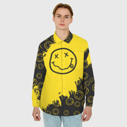 Мужская рубашка oversize 3D Nirvana Smile Нирвана Рваный Паттерн - фото 2