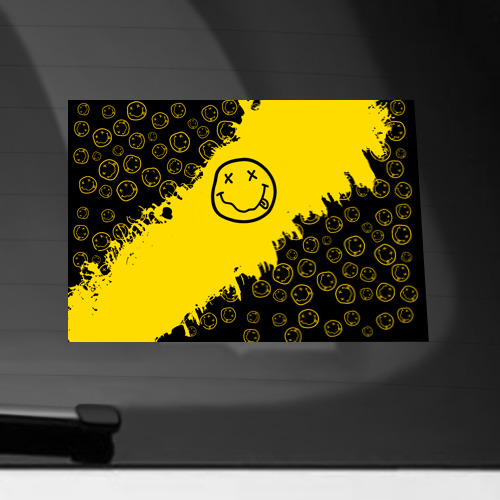 Наклейка на автомобиль с принтом Nirvana Smile Нирвана Рваный Паттерн, вид спереди №1
