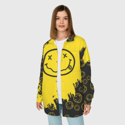 Женская рубашка oversize 3D Nirvana Smile Нирвана Рваный Паттерн - фото 2