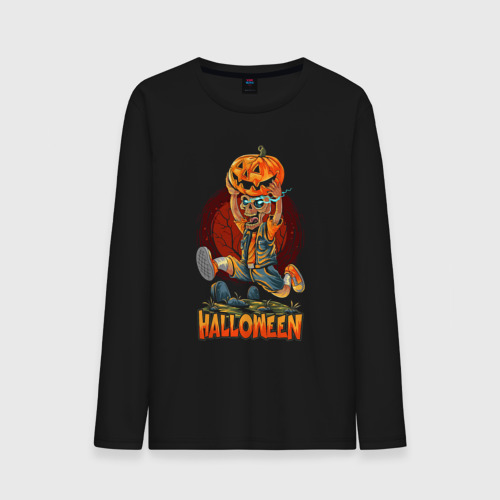 Мужской лонгслив хлопок Halloween, цвет черный