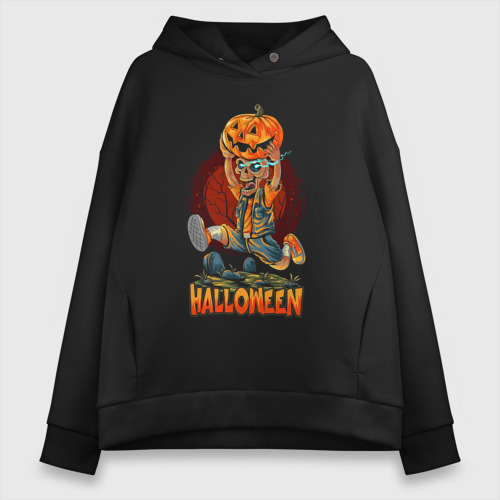 Женское худи Oversize хлопок Halloween, цвет черный