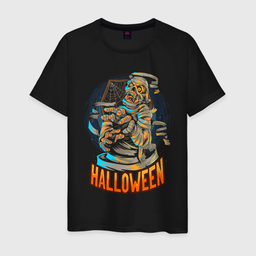 Мужская футболка хлопок Halloween Mummy, цвет черный