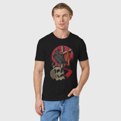 Мужская футболка хлопок Raven on the skull - фото 2