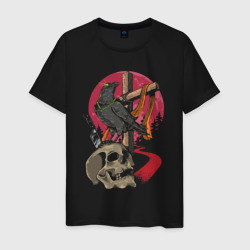Мужская футболка хлопок Raven on the skull