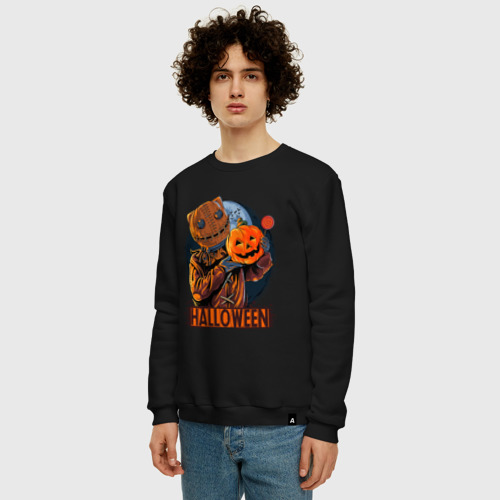 Мужской свитшот хлопок Halloween Scarecrow, цвет черный - фото 3