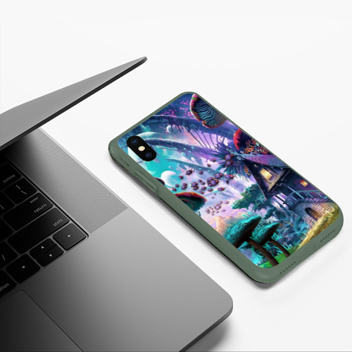 Чехол для iPhone XS Max матовый FantasyFish, цвет темно-зеленый - фото 5