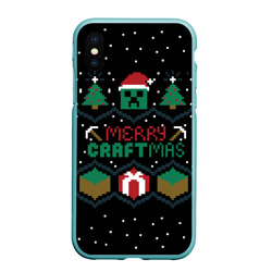 Чехол для iPhone XS Max матовый Minecraft christmas