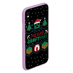 Чехол для iPhone XS Max матовый Minecraft christmas - фото 2