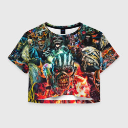 Женская футболка Crop-top 3D Iron Maiden allover