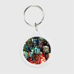 Брелок круглый Iron Maiden allover