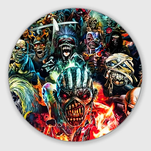 Круглый коврик для мышки Iron Maiden allover