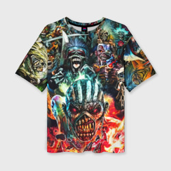 Женская футболка oversize 3D Iron Maiden allover