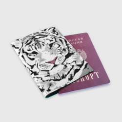 Обложка для паспорта матовая кожа Белый снежный тигр - фото 2