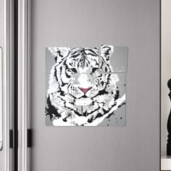 Плакат с принтом Белый снежный тигр для любого человека, вид спереди №4. Цвет основы: белый