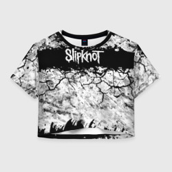Женская футболка Crop-top 3D Надпись Слипкнот Рок Группа чб Slipknot